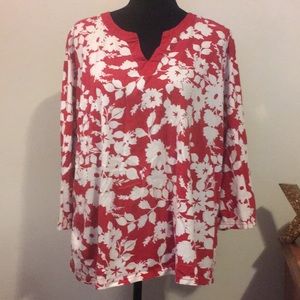 Red and white floral top